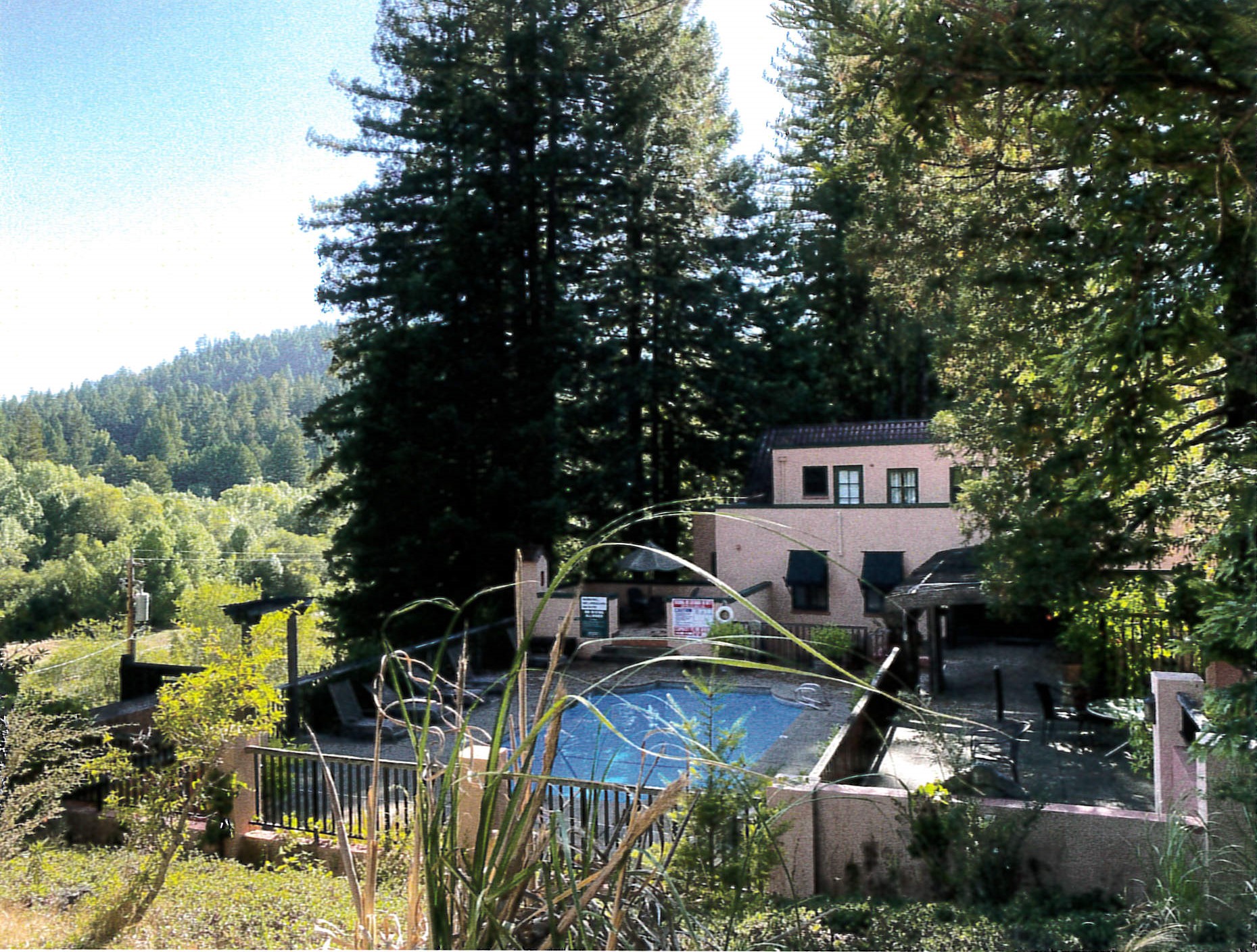 Overview of east facade and pool area